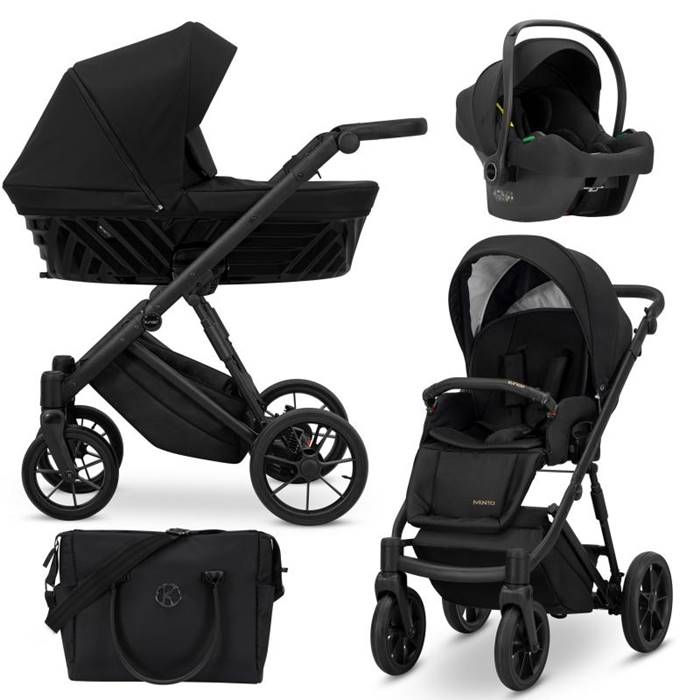 Kunert Ivento- czarny wózek 3w1 - 12 Deep Black  - elegancki 